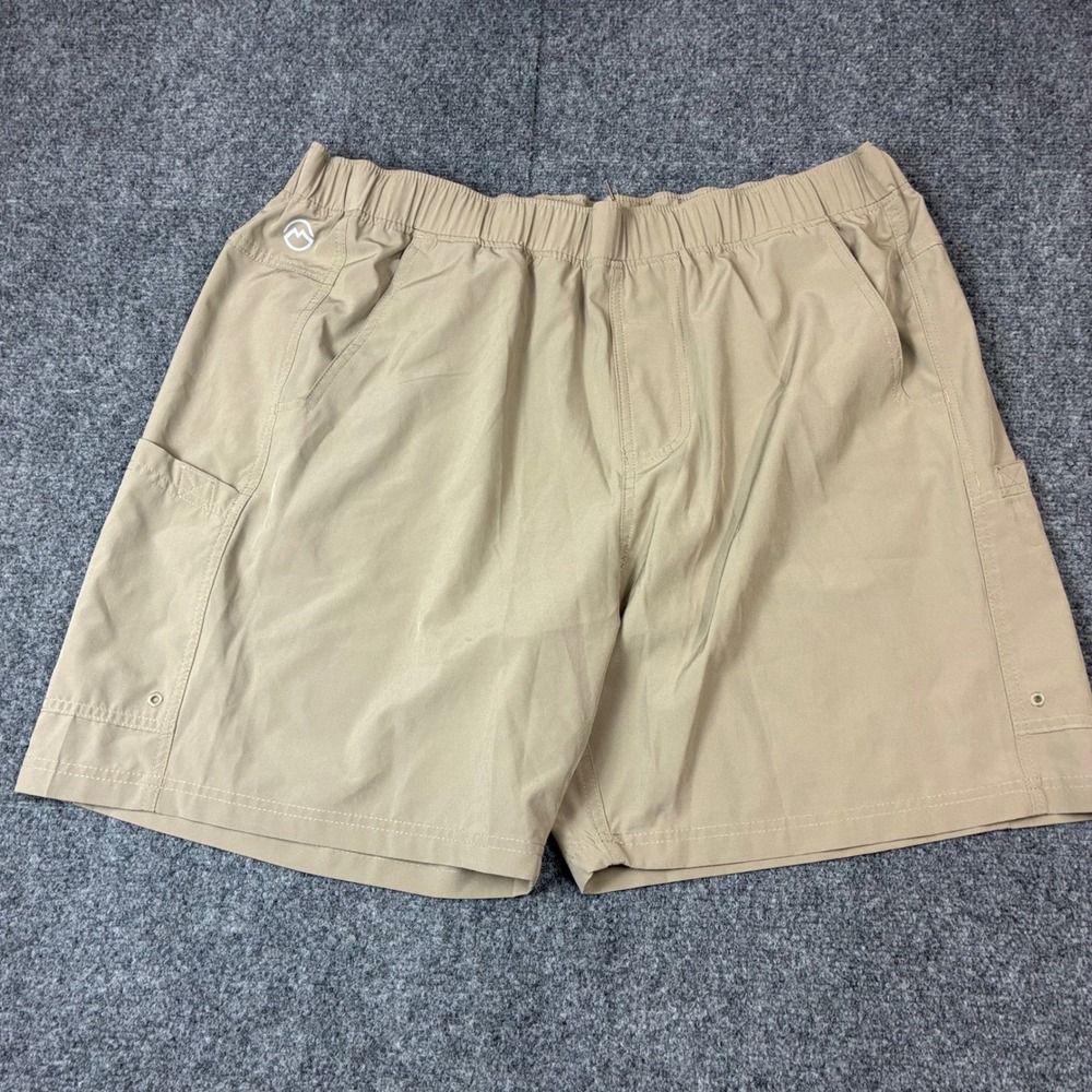 Magellan‎ Outdoors Mens Hiking Shorts Tan Khaki Elastic Waist Utility Pockets L